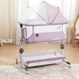 Momfann 4-in-1 Bedside Bassinet – Bedside Sleeper with Mesh Sides, Wheels & Storage