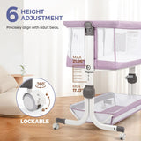 Momfann 4-in-1 Bedside Bassinet – Bedside Sleeper with Mesh Sides, Wheels & Storage