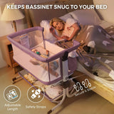Momfann 4-in-1 Bedside Bassinet – Bedside Sleeper with Mesh Sides, Wheels & Storage