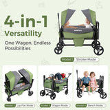 Momfann 4-in-1 Double Stroller Wagon – Stroller, Lay-Flat, Wagon & Bench Modes