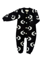 Midnight Moon & Stars Knit Jumpsuit – Celestial Comfort in Organic Cotton