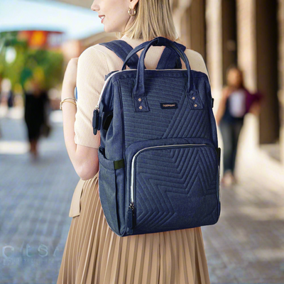 SUNVENO Quilted Diaper Bag Backpack – 13 Compartments