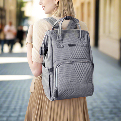 SUNVENO Quilted Diaper Bag Backpack – 13 Compartments