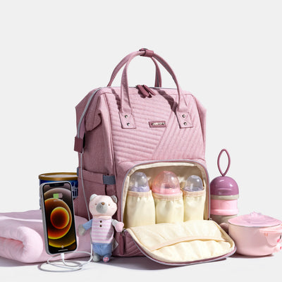SUNVENO Quilted Diaper Bag Backpack – 13 Compartments