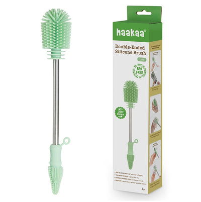 Haakaa Double-Ended Silicone Cleaning Brush – 360° Baby Bottle & Pump Cleaner