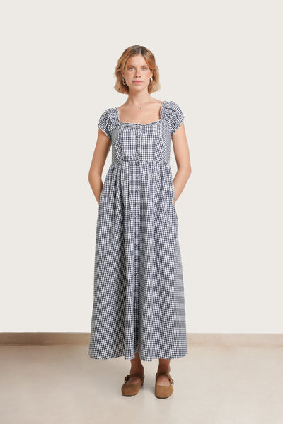 NOM Maternity Lily Gingham Maternity & Nursing Dress