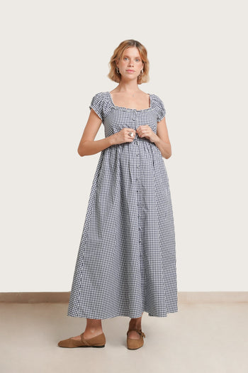 NOM Maternity Lily Gingham Maternity & Nursing Dress