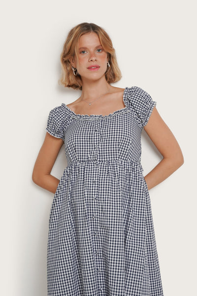 NOM Maternity Lily Gingham Maternity & Nursing Dress