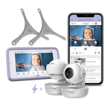Hubble Nursery Pal Deluxe Twin baby monitor with 5-inch parent screen and portable camera setup