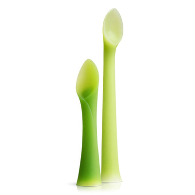 Olababy Baby Spoon Set – Long Feeding Spoon + Self-Feeding Training Spoon, Silicone, 6 Months+