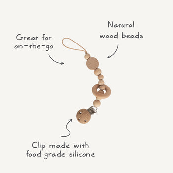 Silicone & Wooden Pacifier Clip