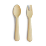 Mushie Dinnerware Fork and Spoon Set – Non-Toxic Baby Utensils