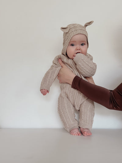 Baby Bear Jumpsuit - Heather Beige