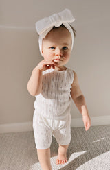 Pointelle Baby Romper - White