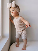 Pointelle Baby Romper - Heather Beige