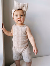 Pointelle Baby Romper - Heather Beige