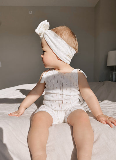 Pointelle Baby Romper - White