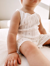 Pointelle Baby Romper - White