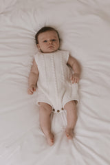 Luna + Luca Cable Knit Summer Romper - White