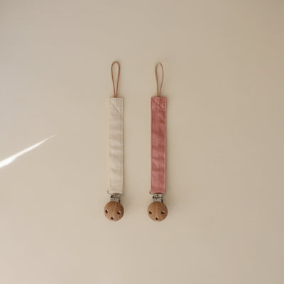 Linen Pacifier Clip Set
