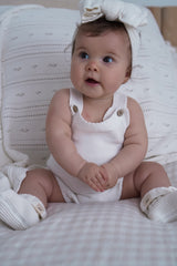 Novelty Knit Baby Romper - White