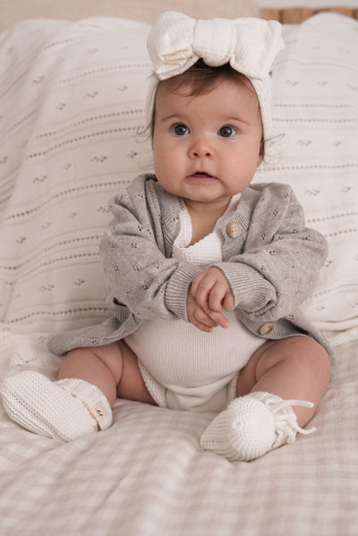 Novelty Knit Baby Romper - White