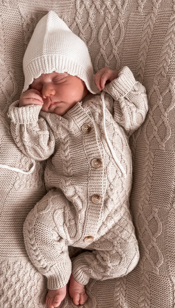 Mixed Knit Baby Blanket - Natural