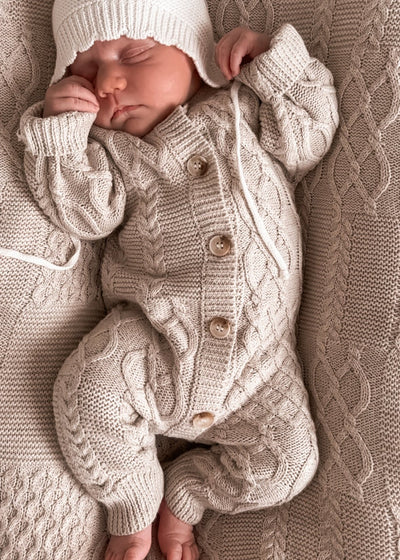 Mixed Knit Baby Jumpsuit