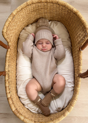 Baby Rib Bodysuit - Heather Beige
