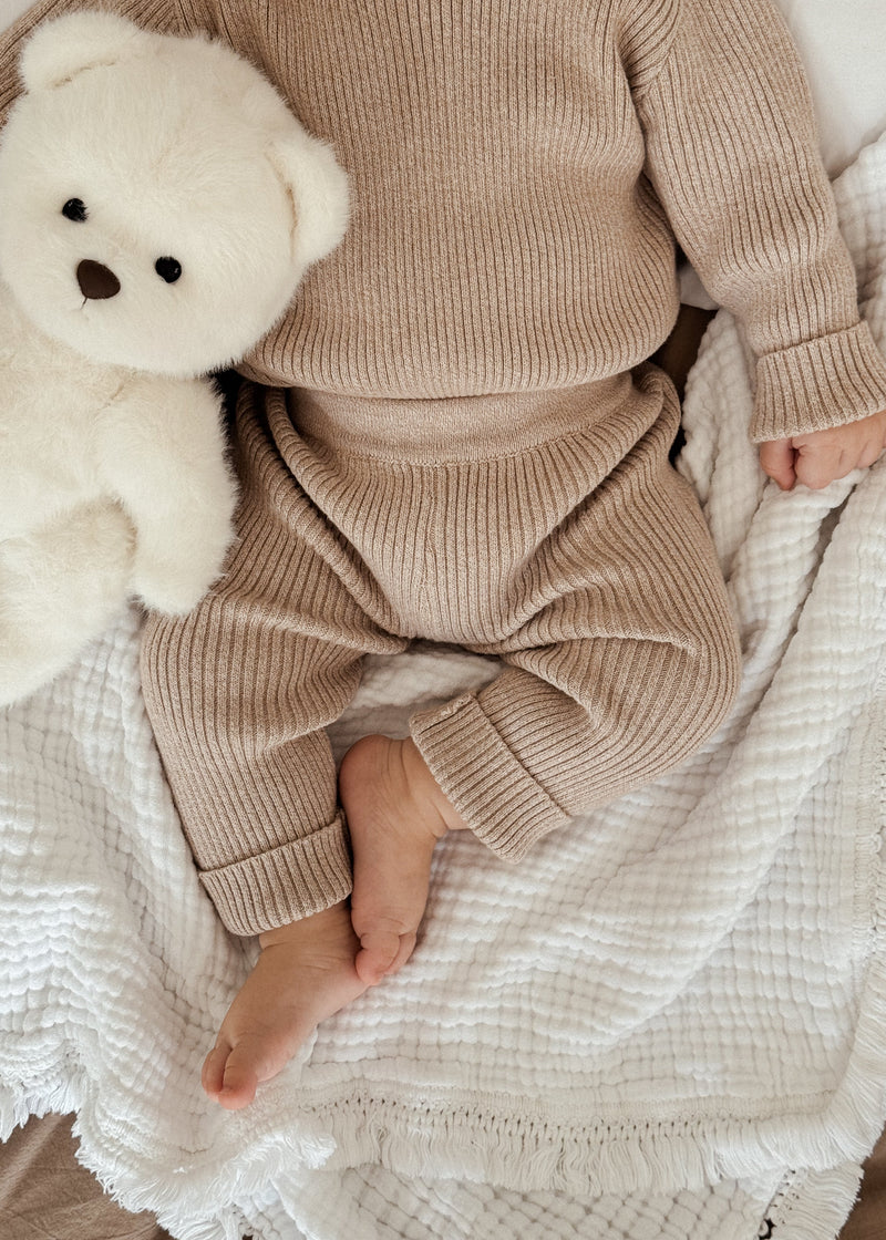 Baby Rib Leggings - Heather Beige