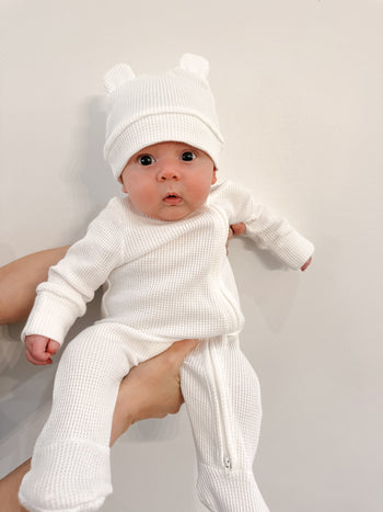 Waffle Knit Bear Ear Set – A Timeless Keepsake for Your Baby