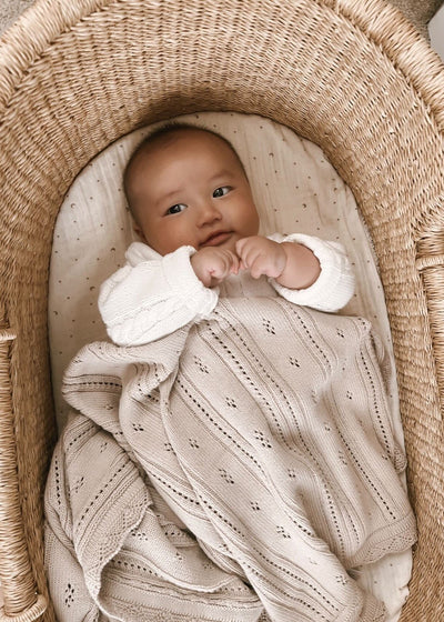 Pointelle Baby Blanket - Beige