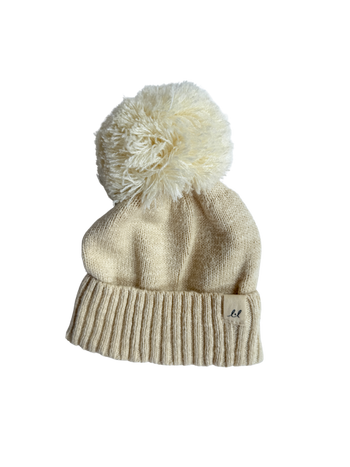 Organic Cotton Baby Pom Beanie – French Cream