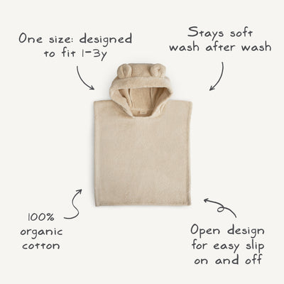 Organic Cotton Bear Hooded Poncho Towel