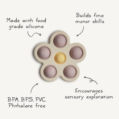 Mushie Flower Press Toy – Sensory Pop Toy for Babies
