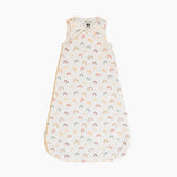 Rainbows Blanket Sleeper 1 TOG wearable baby sleep sack shown flat with zipper and arm openings visible