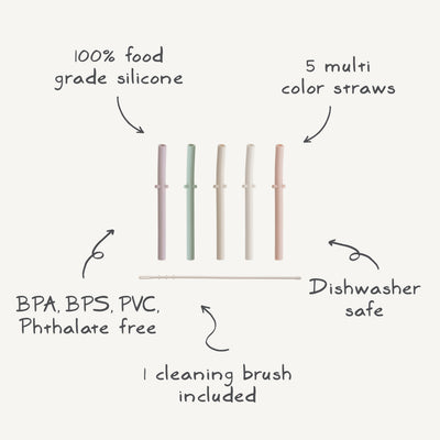 Mushie Silicone Replacement Straws Set (5 Pack)