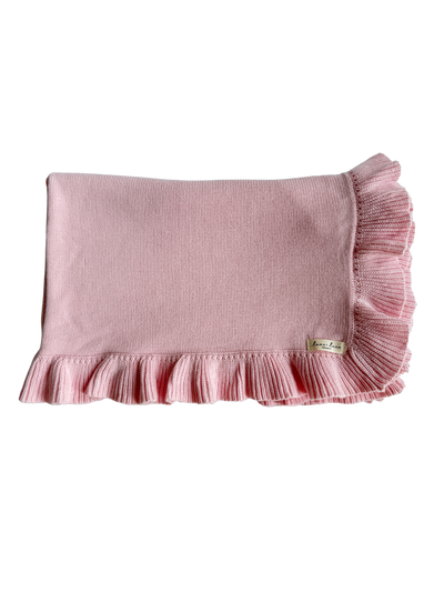 Classic Ruffle Baby Blanket - Powder Pink