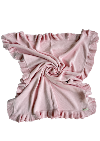 Classic Ruffle Baby Blanket - Powder Pink
