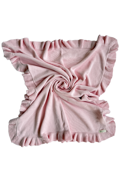 Classic Ruffle Baby Blanket - Powder Pink