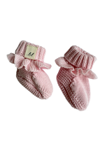 Organic Cotton Ruffle Baby Booties - Powder Pink