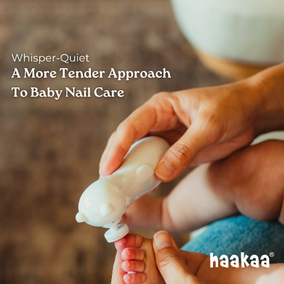 Haakaa Happii Bear Baby Electric Nail Trimmer Set – Rechargeable Safe Nail Care Kit for Newborns