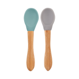 Silicone Baby Spoon with Natural Bamboo Handle – Gentle BLW Feeding Spoon