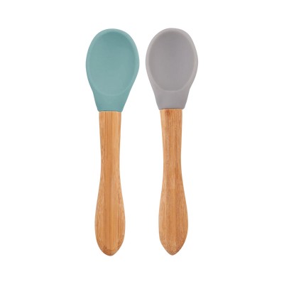 Silicone Baby Spoon with Natural Bamboo Handle – Gentle BLW Feeding Spoon
