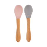 Silicone Baby Spoon with Natural Bamboo Handle – Gentle BLW Feeding Spoon