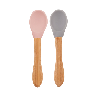 Silicone Baby Spoon with Natural Bamboo Handle – Gentle BLW Feeding Spoon