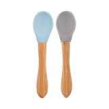 Silicone Baby Spoon with Natural Bamboo Handle – Gentle BLW Feeding Spoon