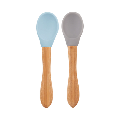 Silicone Baby Spoon with Natural Bamboo Handle – Gentle BLW Feeding Spoon
