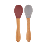 Silicone Baby Spoon with Natural Bamboo Handle – Gentle BLW Feeding Spoon