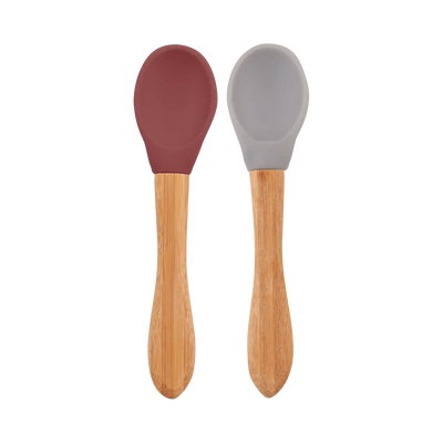 Silicone Baby Spoon with Natural Bamboo Handle – Gentle BLW Feeding Spoon